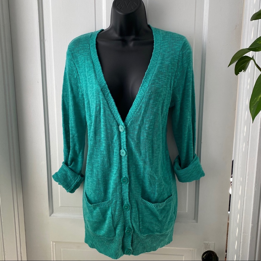 Vintage Oversized Turquoise Cardigan